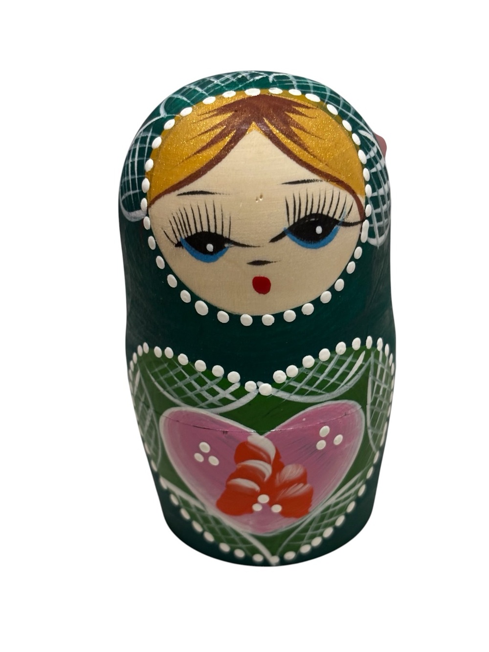 Joy Nest Russian Nesting 6 Dolls Hand Wood Carved Painted Heart Design Blonde - Picture 5 of 9